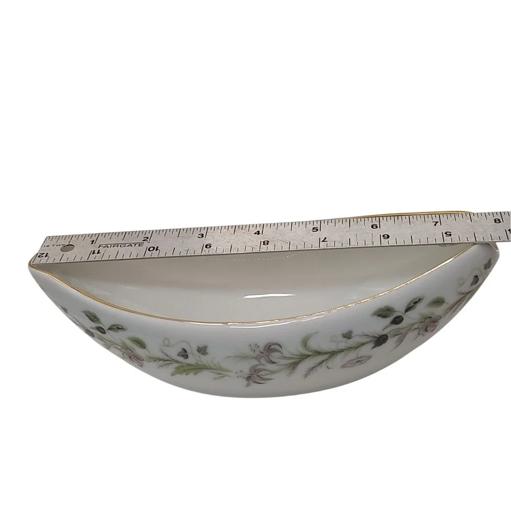 Vintage Sango Canterbury Oval Gravy Boat Floral Mid Century Modern Bone China‎